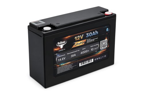Аккумуляторная батарея литиевая Rutrike LiFePO4 (12V/30Ah/30A BT)