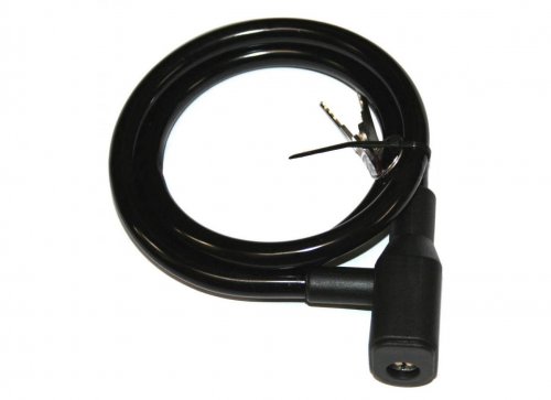 Замок-тросик 10х1500мм, с плоским ключом, черный