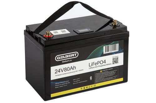 Литиевый тяговый аккумулятор Gelbert LiFePO4 (24V/80Ah/100A) Bluetooth
