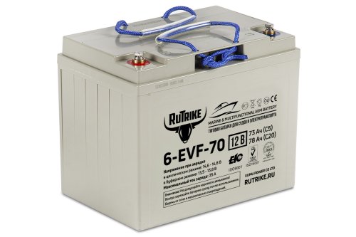 Аккумулятор тяговый Rutrike 6-EVF-70 (12V70A/H C3)