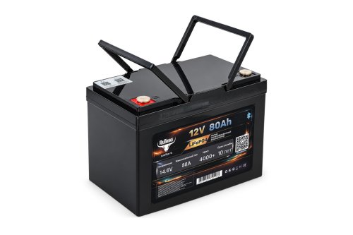 Аккумуляторная батарея литиевая Rutrike LiFePO4 (12V/80Ah/80A BT)