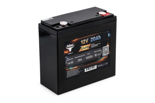 Аккумуляторная батарея литиевая Rutrike LiFePO4 (12V/20Ah/20A BT)
