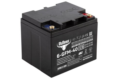 Аккумуляторная батарея Rutrike 6-GFM-40 (12V43A/H C20)