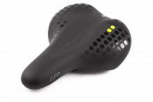 Седло унисекс серии "Comfort Density" 272x201мм., с эластомерами, уникальный чёрный с лаймом дизайн,
